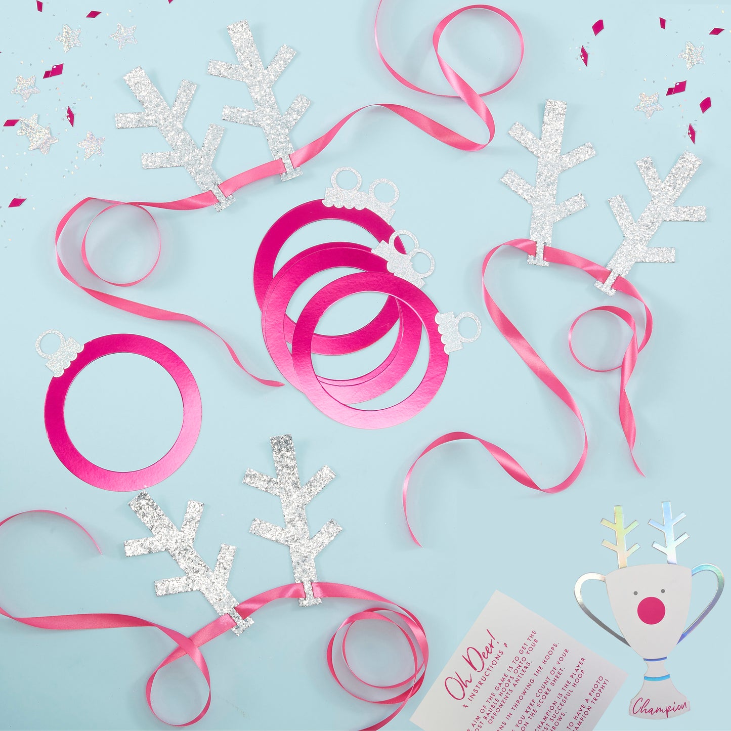 Silver Glitter Antler Hoop Toss Game - Jolly Vibes