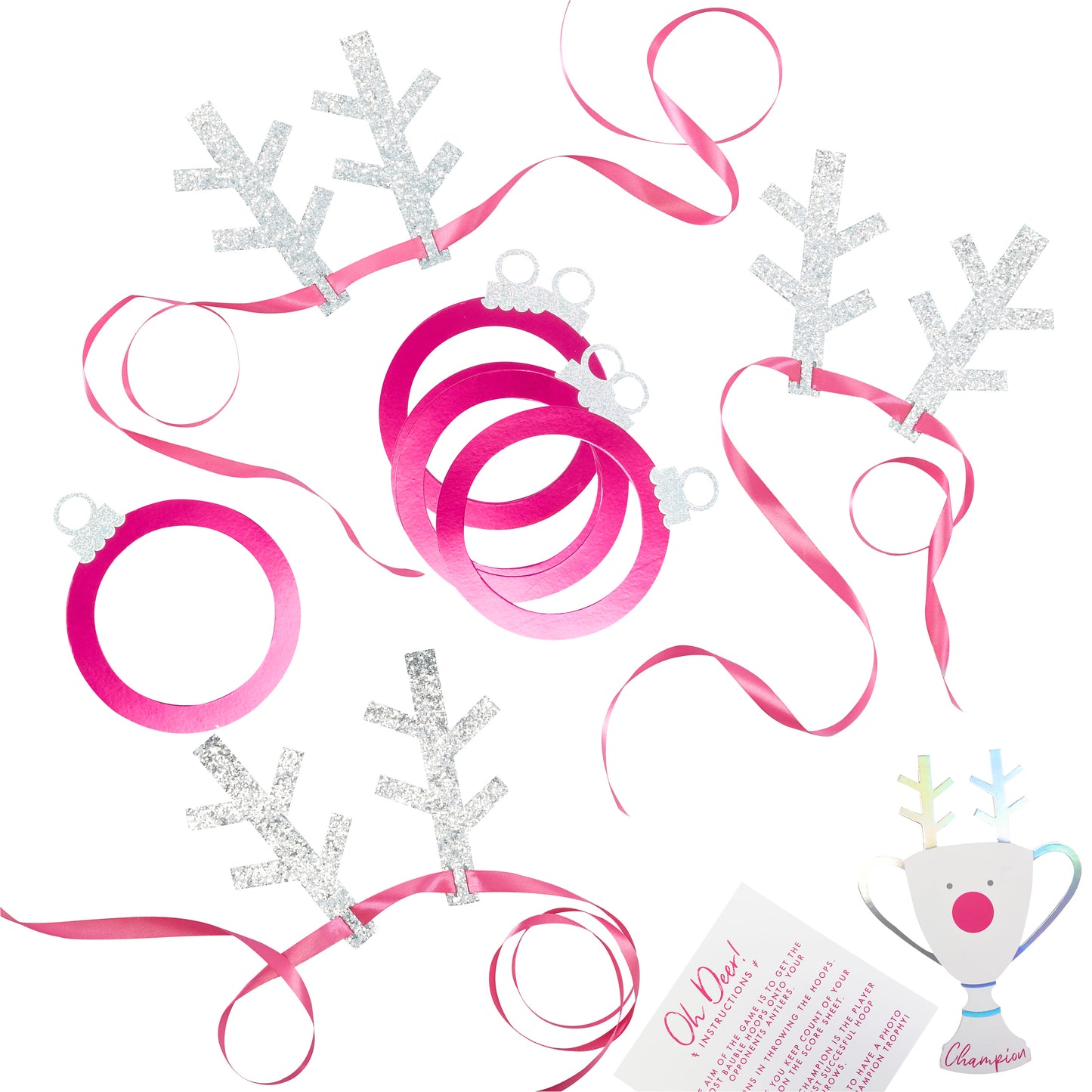 Silver Glitter Antler Hoop Toss Game - Jolly Vibes