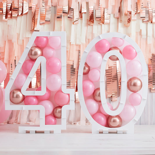 Pink Balloon Mosaic Number Stand 40