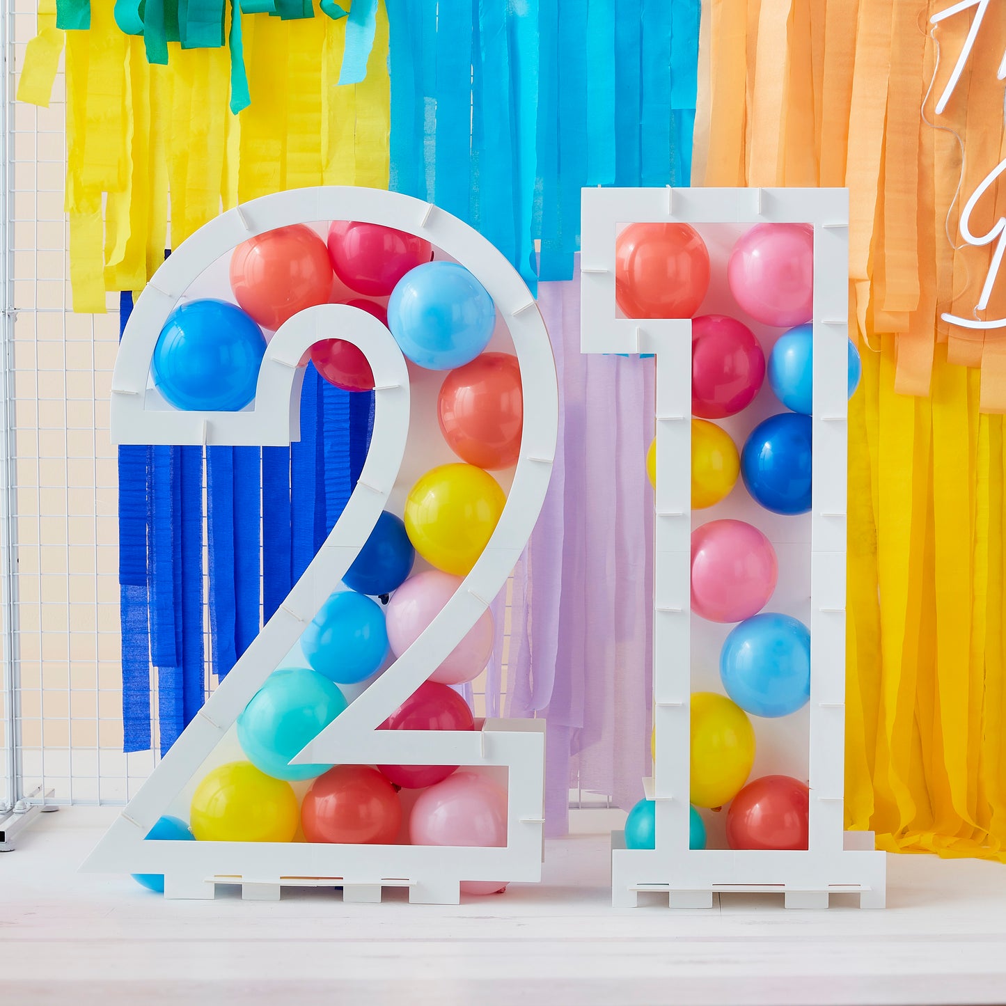 Rainbow Bright Balloon Mosaic Number Stand 21
