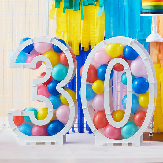 Rainbow Bright Balloon Mosaic Number Stand 30