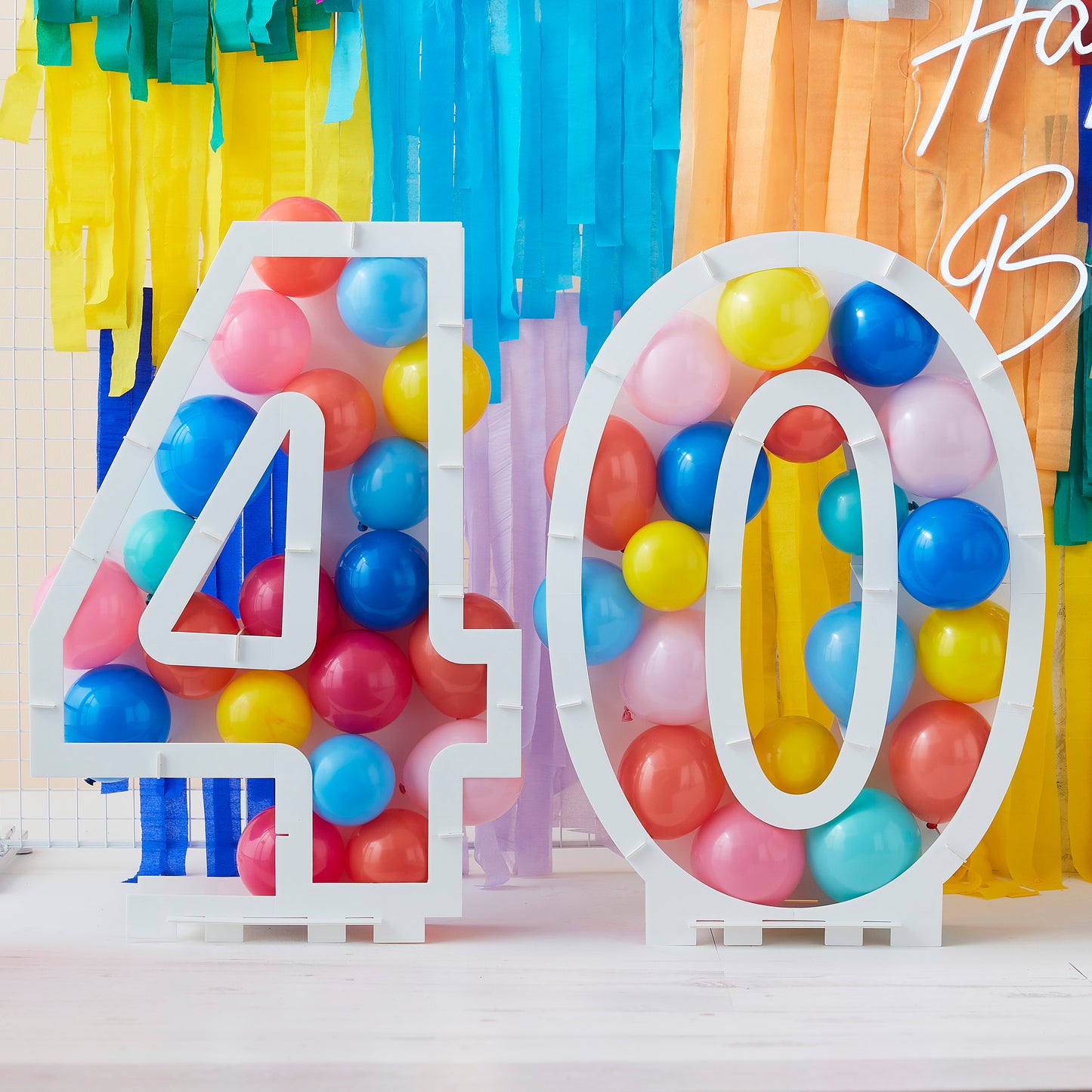 Rainbow Bright Balloon Mosaic Number Stand 40