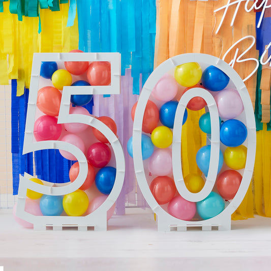Rainbow Bright Balloon Mosaic Number Stand 50