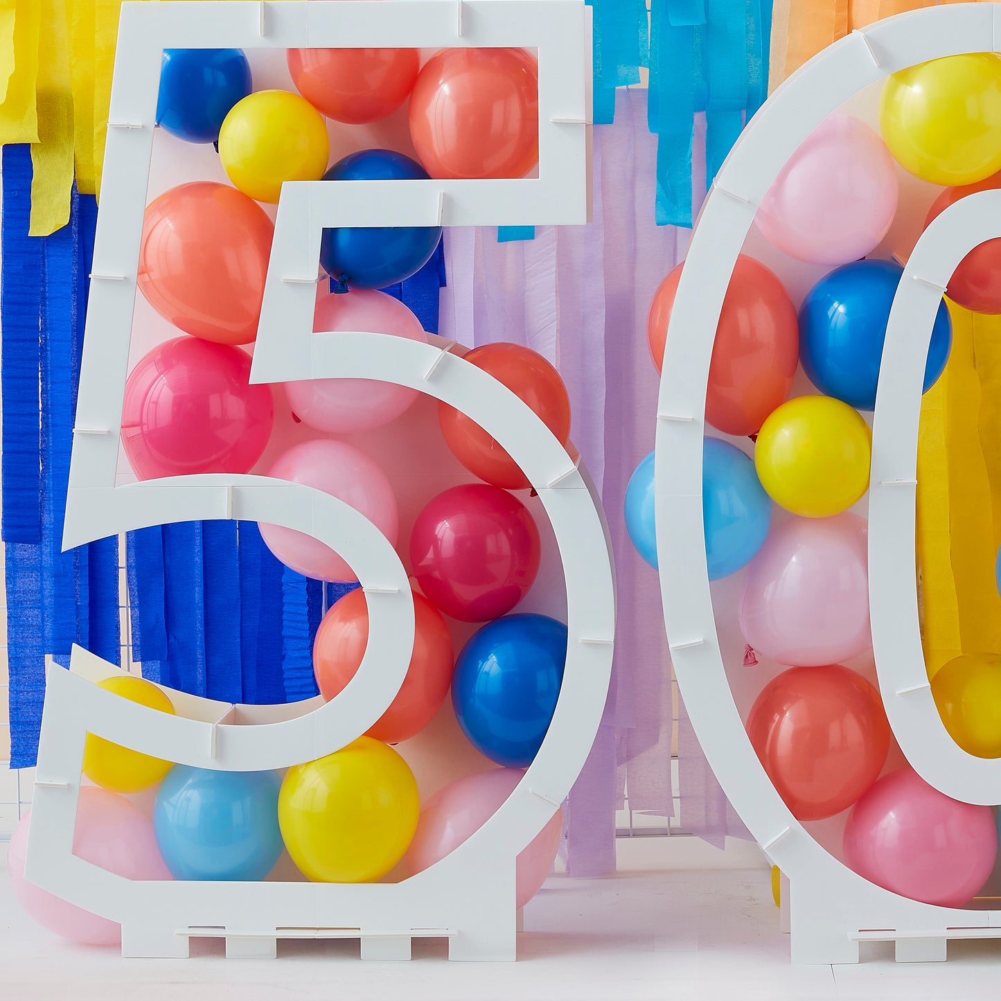 Rainbow Bright Balloon Mosaic Number Stand 50