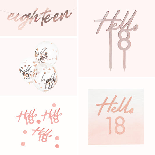 Rose Gold 18th Birthday Decorations Kit