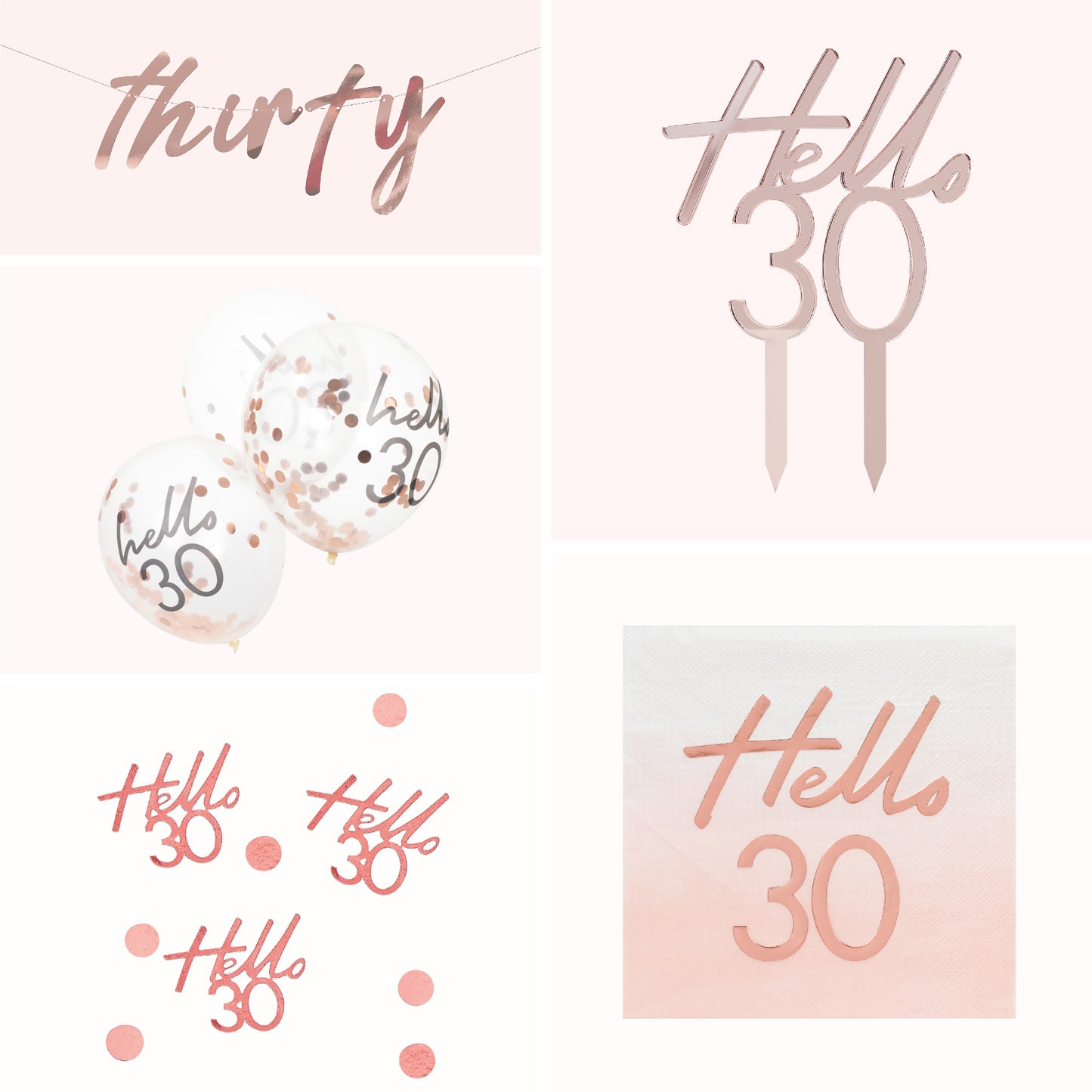 Rose Gold 30th Birthday Decorations Kit