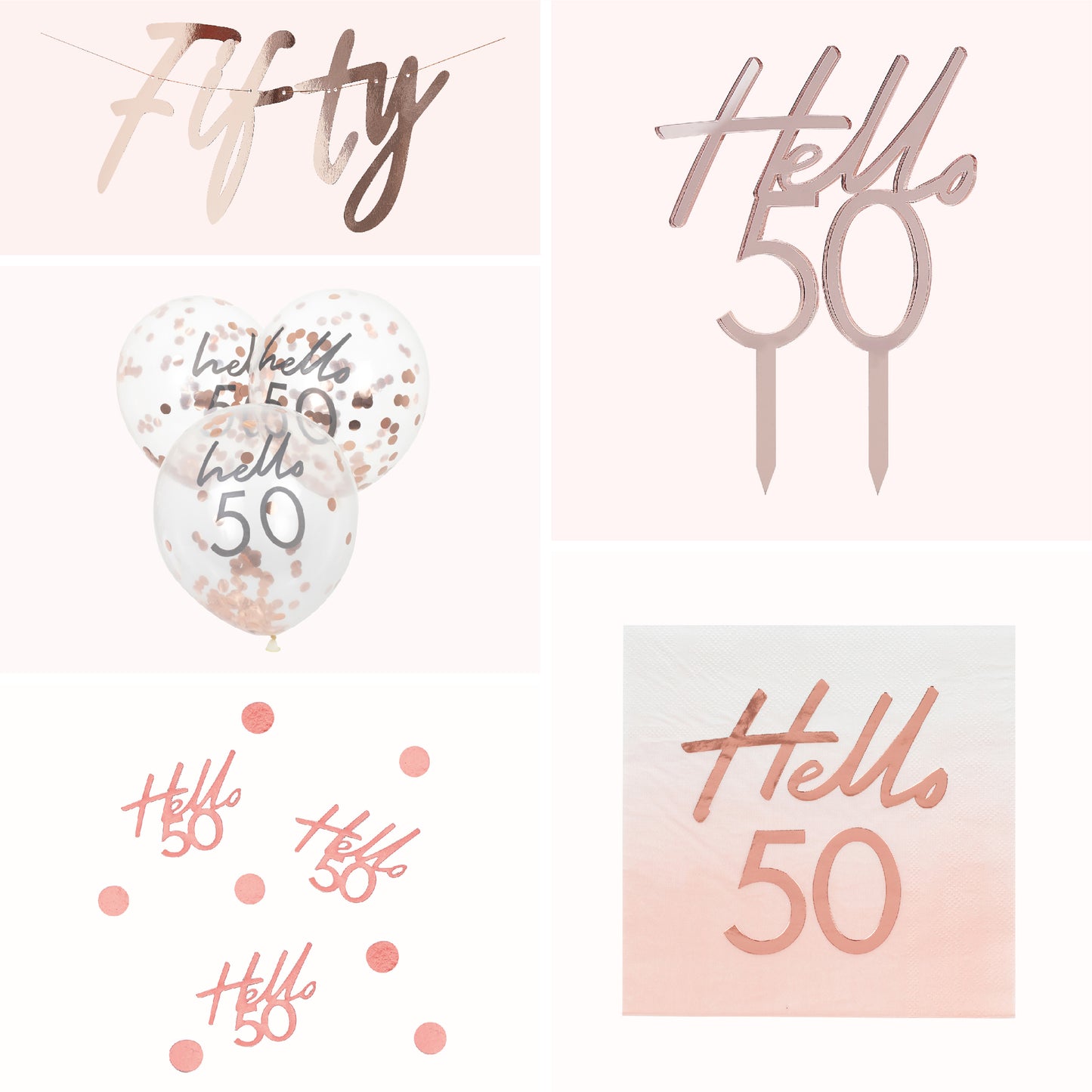 Rose Gold 50th Birthday Decorations Kit