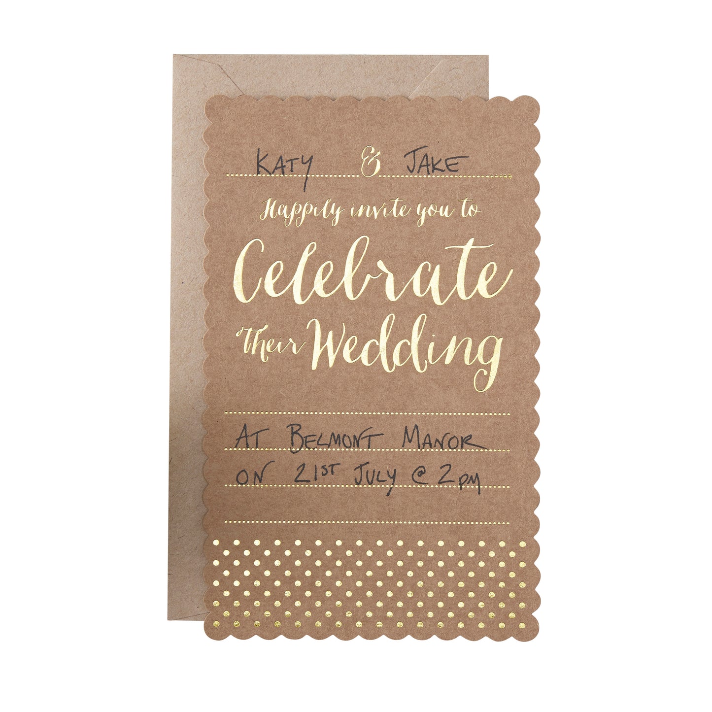 Brown Kraft Foiled Gold Wedding Invitations - Kraft Perfection