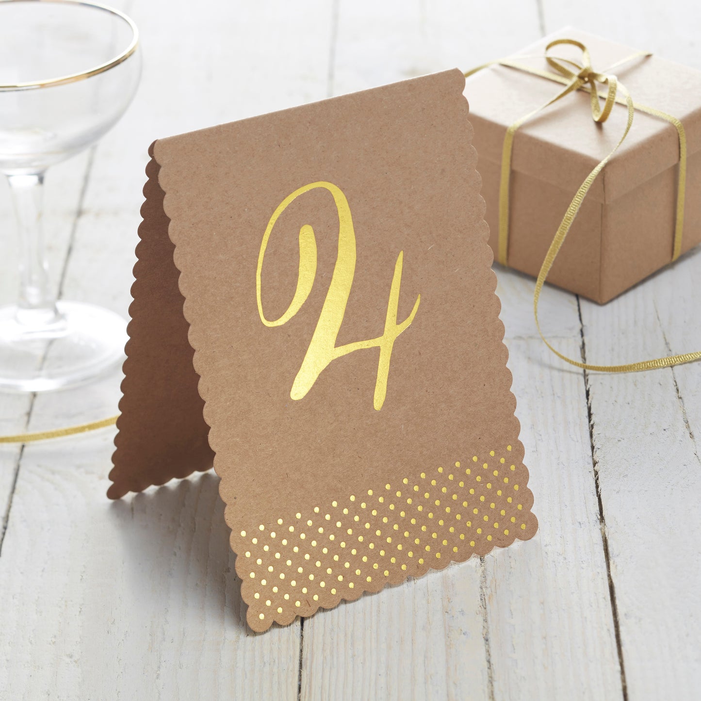 Gold Foiled Table Numbers - Kraft Perfection