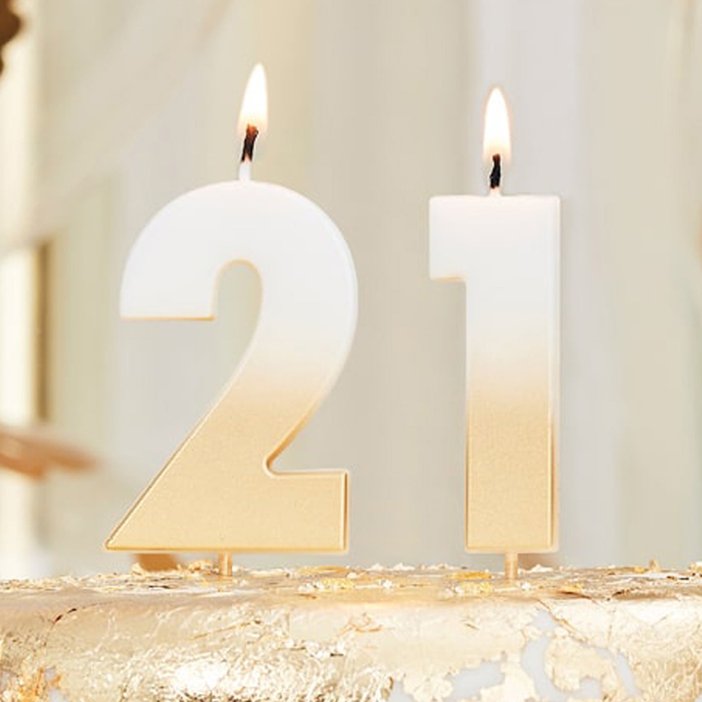 21st Gold Ombre Birthday Cake Candle