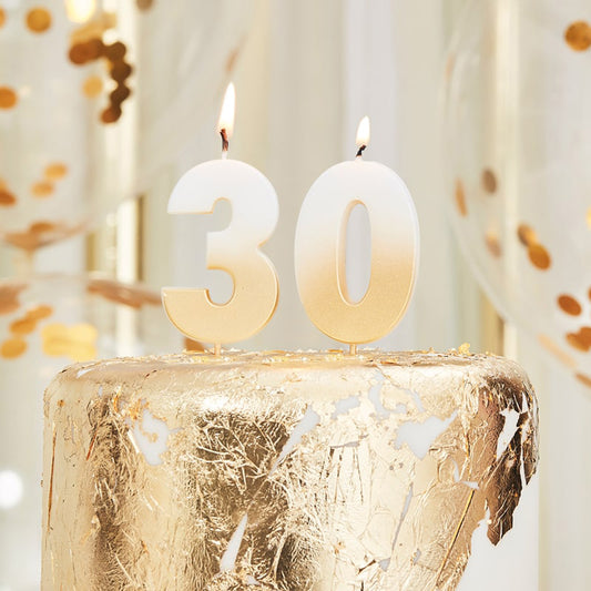 30th Gold Ombre Birthday Cake Candle
