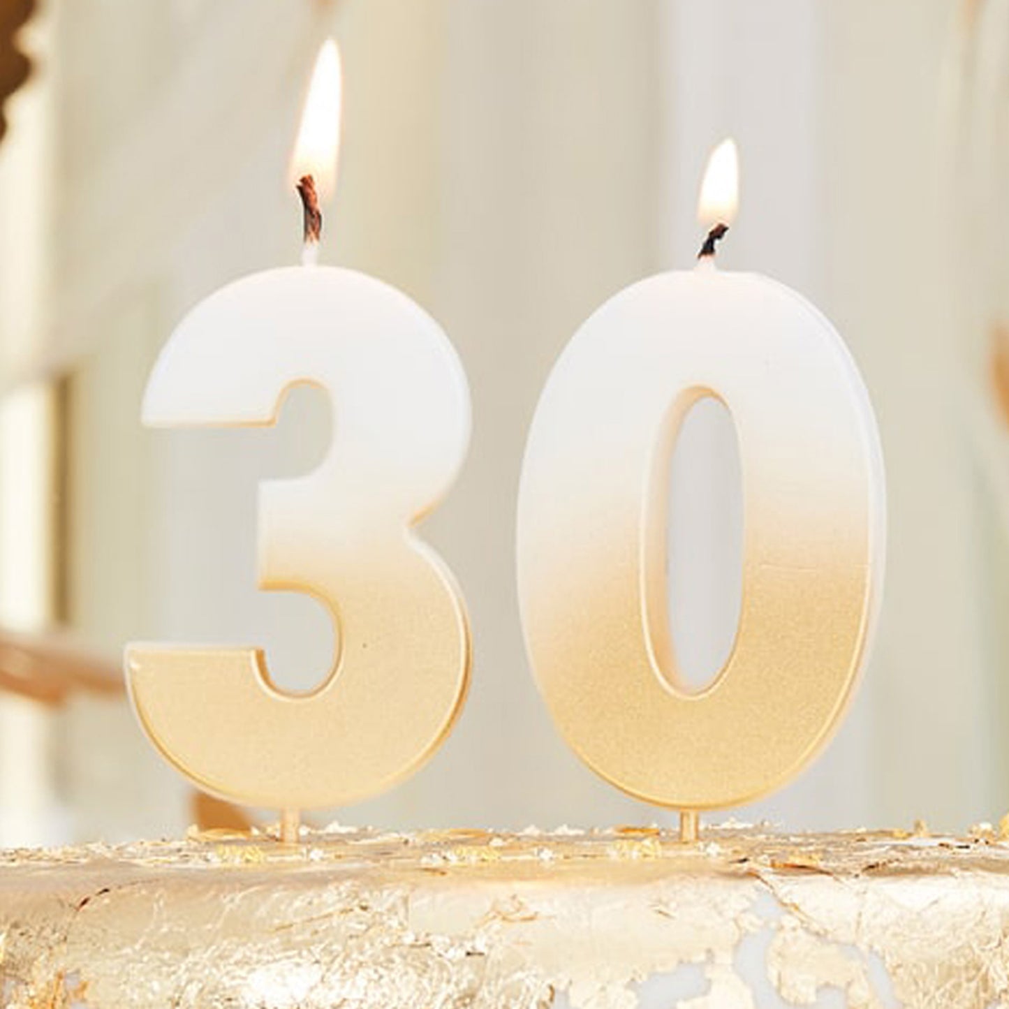 30th Gold Ombre Birthday Cake Candle