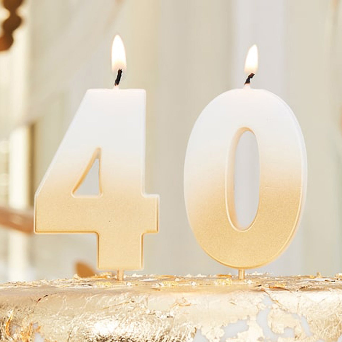 40th Gold Ombre Birthday Cake Candle