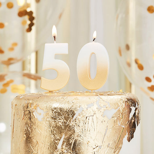 50th Gold Ombre Birthday Cake Candle