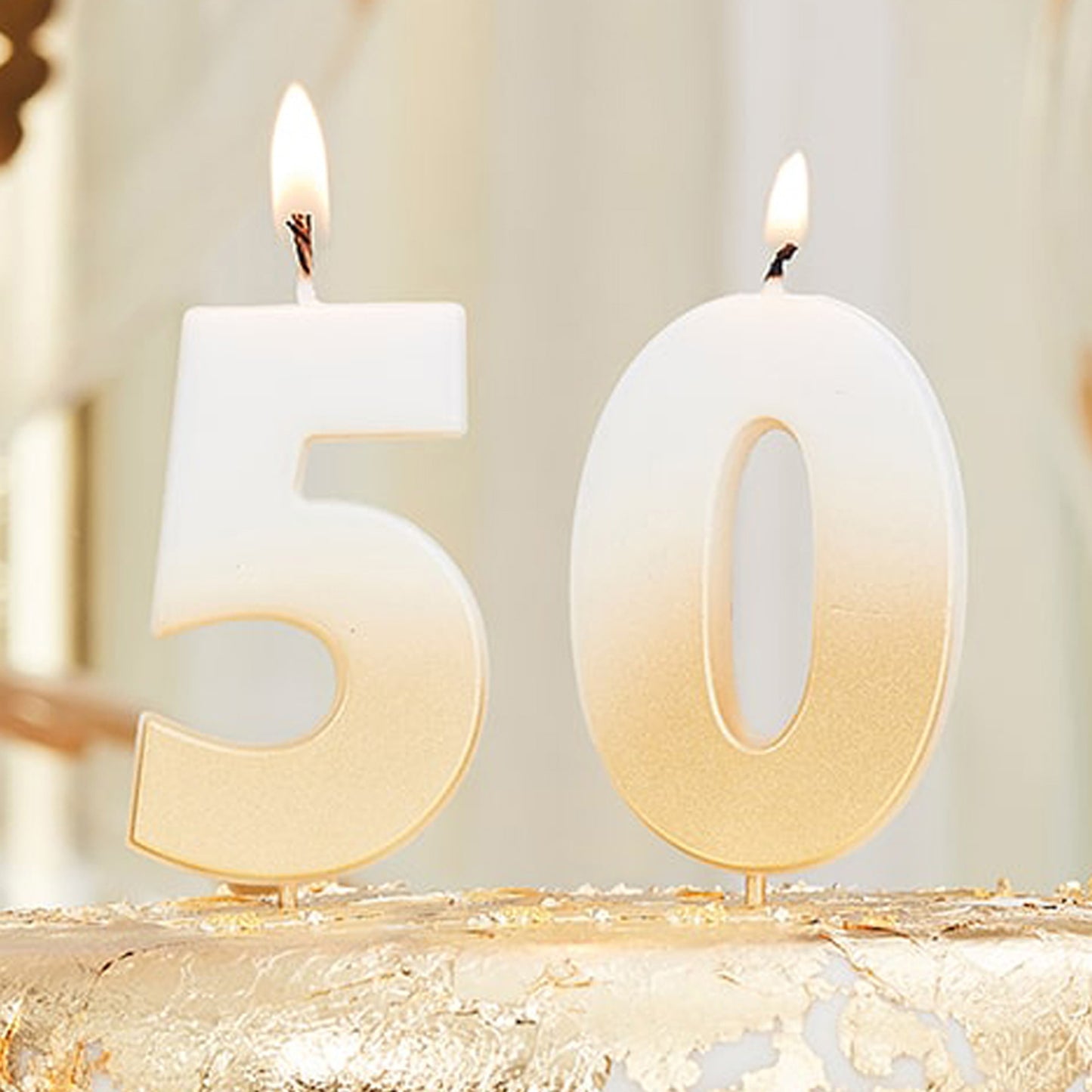 50th Gold Ombre Birthday Cake Candle