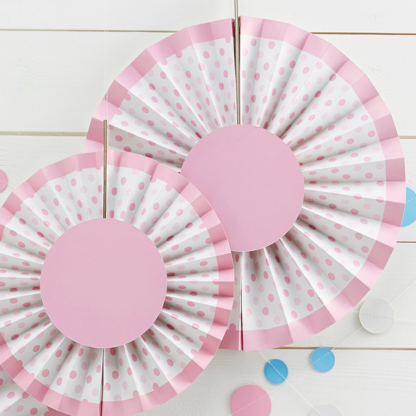 Pink Spotty Fan Decorations - Little Lady or Mini Mister