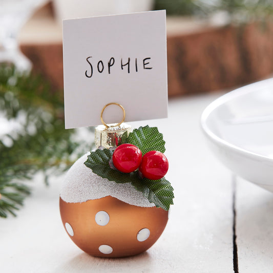 Christmas Pudding Christmas Bauble Place Card Holders