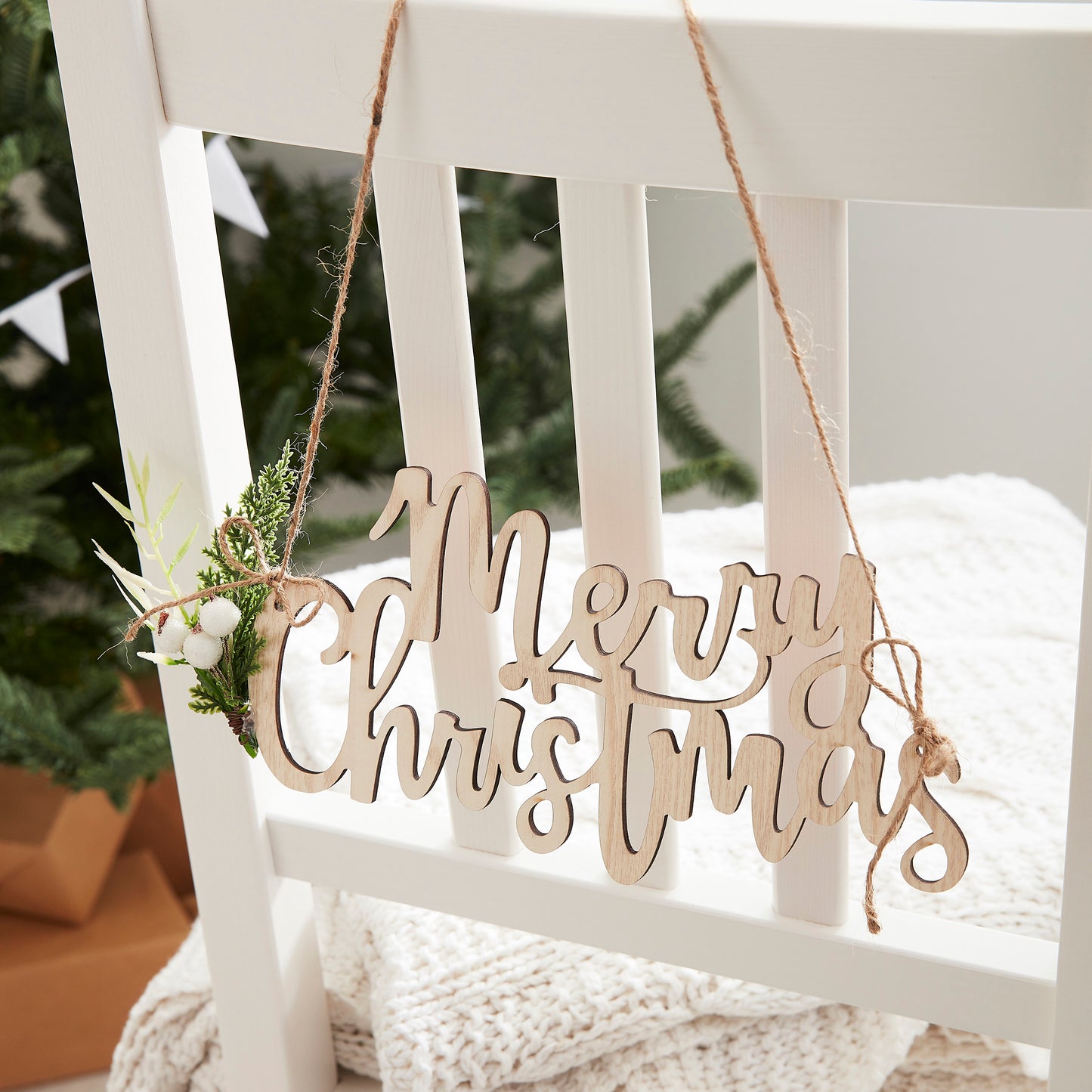 Wooden Merry Christmas Chair Decorations