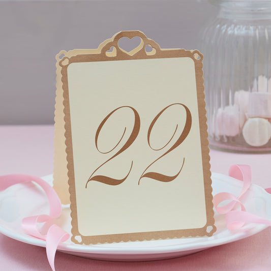 Love Struck - Table Numbers - Ivory / Gold 13-24