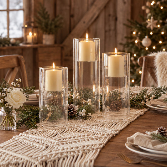 Clear Glass Pillar Candle Holders