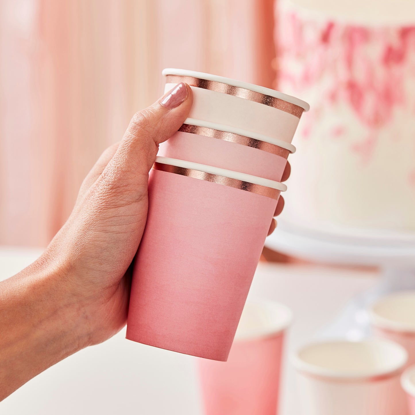 Ombre Pink Paper Cups