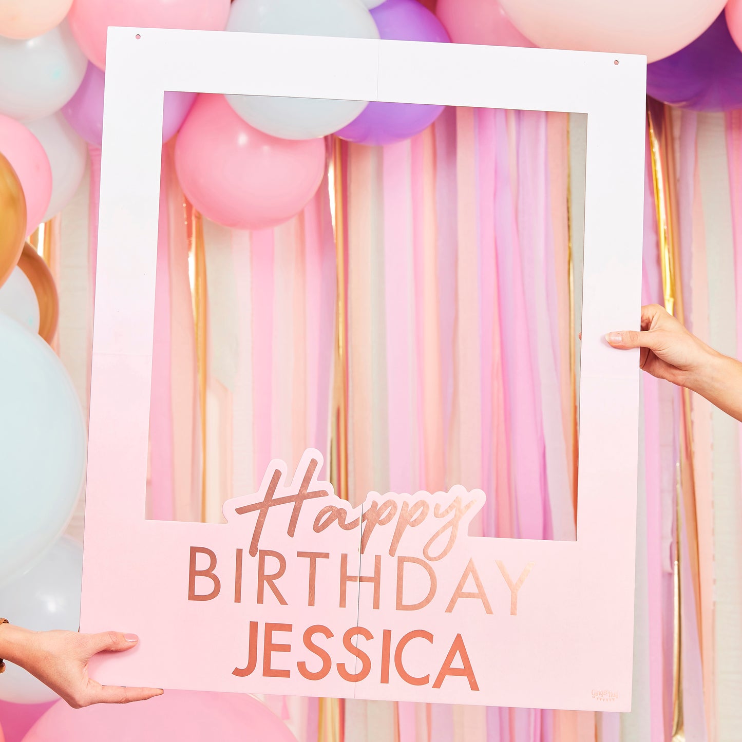 Rose Gold Foiled Personalised Happy Birthday Selfie Photo Booth Frame