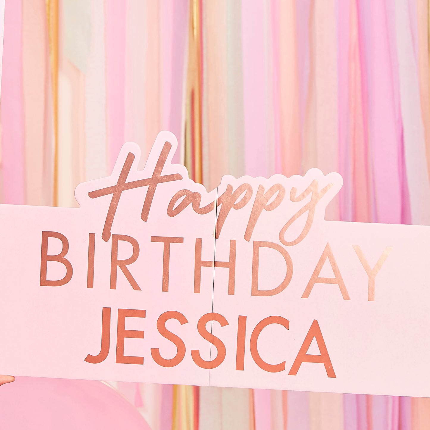 Rose Gold Foiled Personalised Happy Birthday Selfie Photo Booth Frame