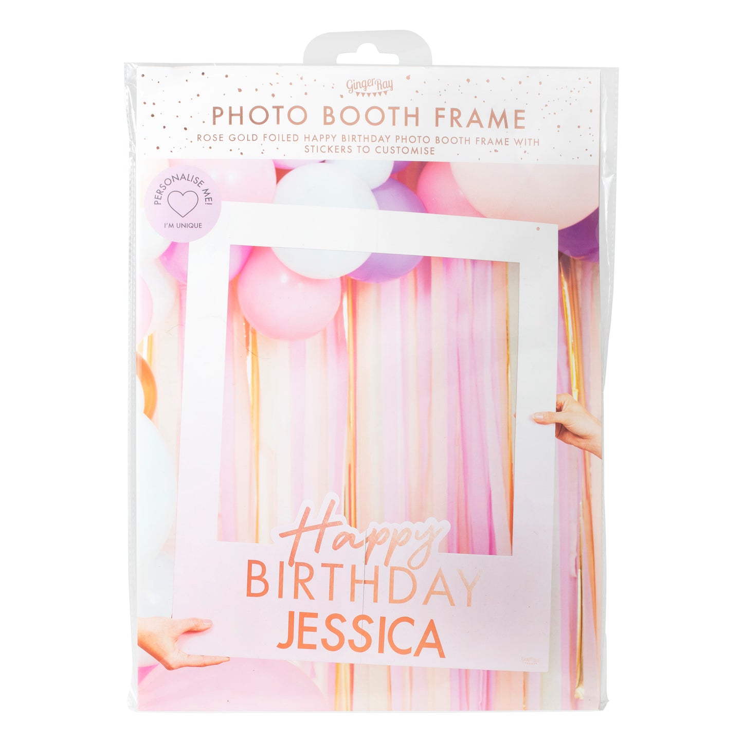 Rose Gold Foiled Personalised Happy Birthday Selfie Photo Booth Frame