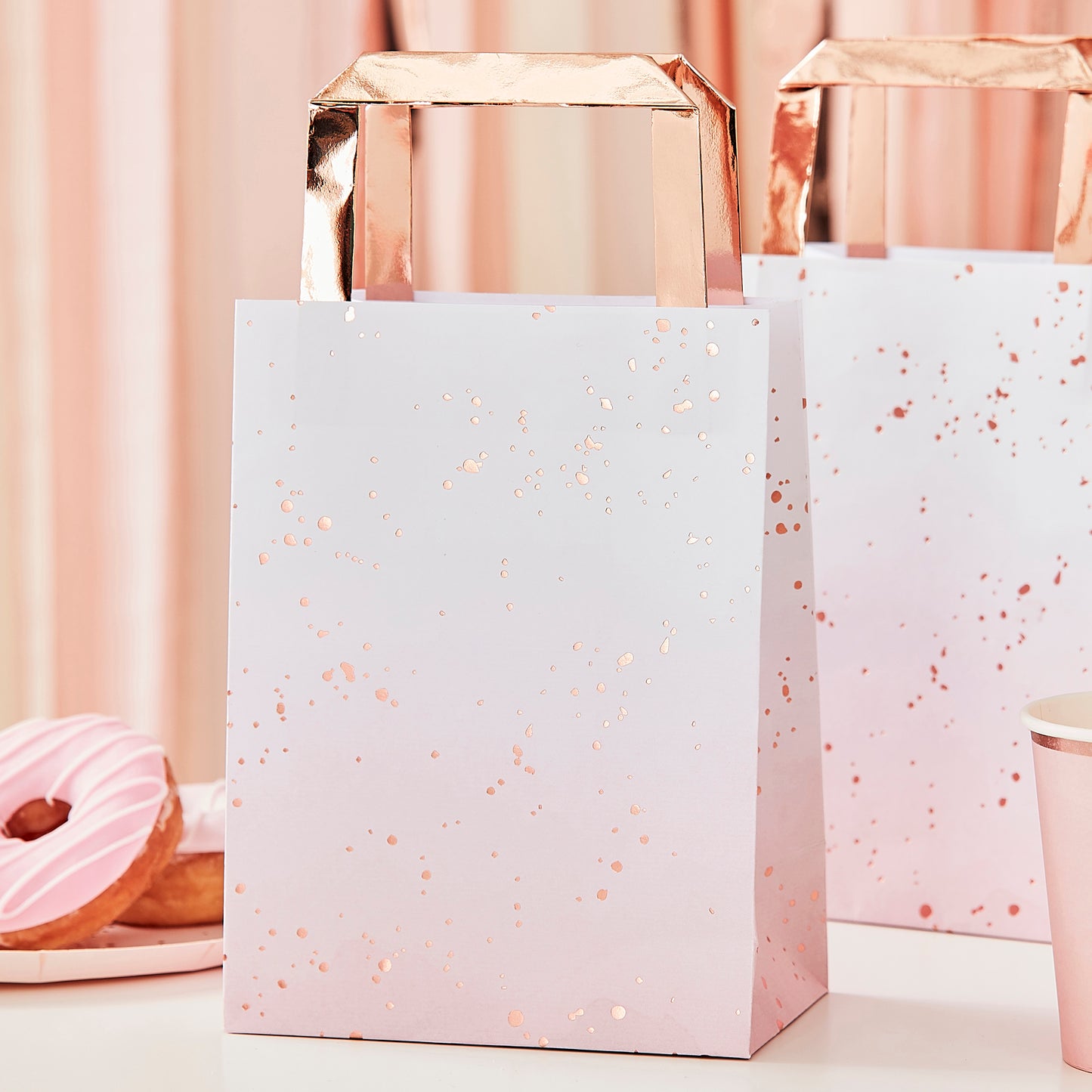 Pink Ombre Watercolour Rose Gold Party Bags