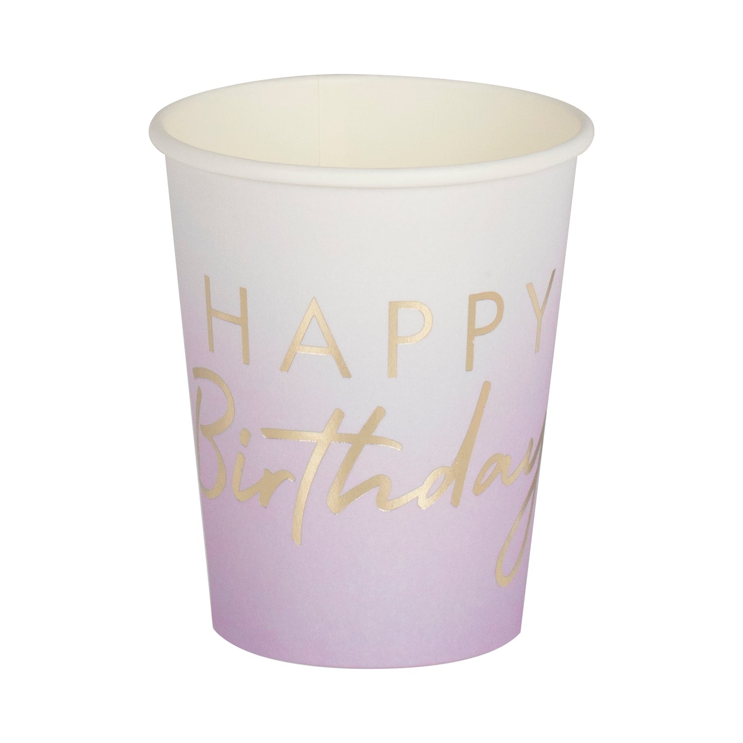 Lilac Ombre Gold Foiled Happy Birthday Cups