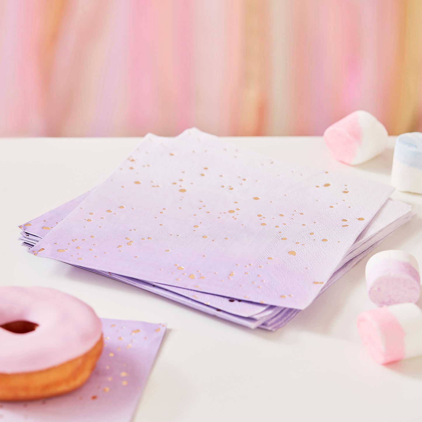 Gold Foiled  Lilac Ombre Paper Napkins