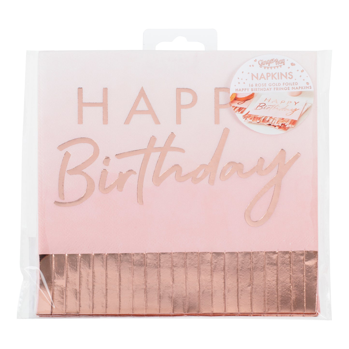 Rose Gold & Pink Ombre Fringe Paper Napkins