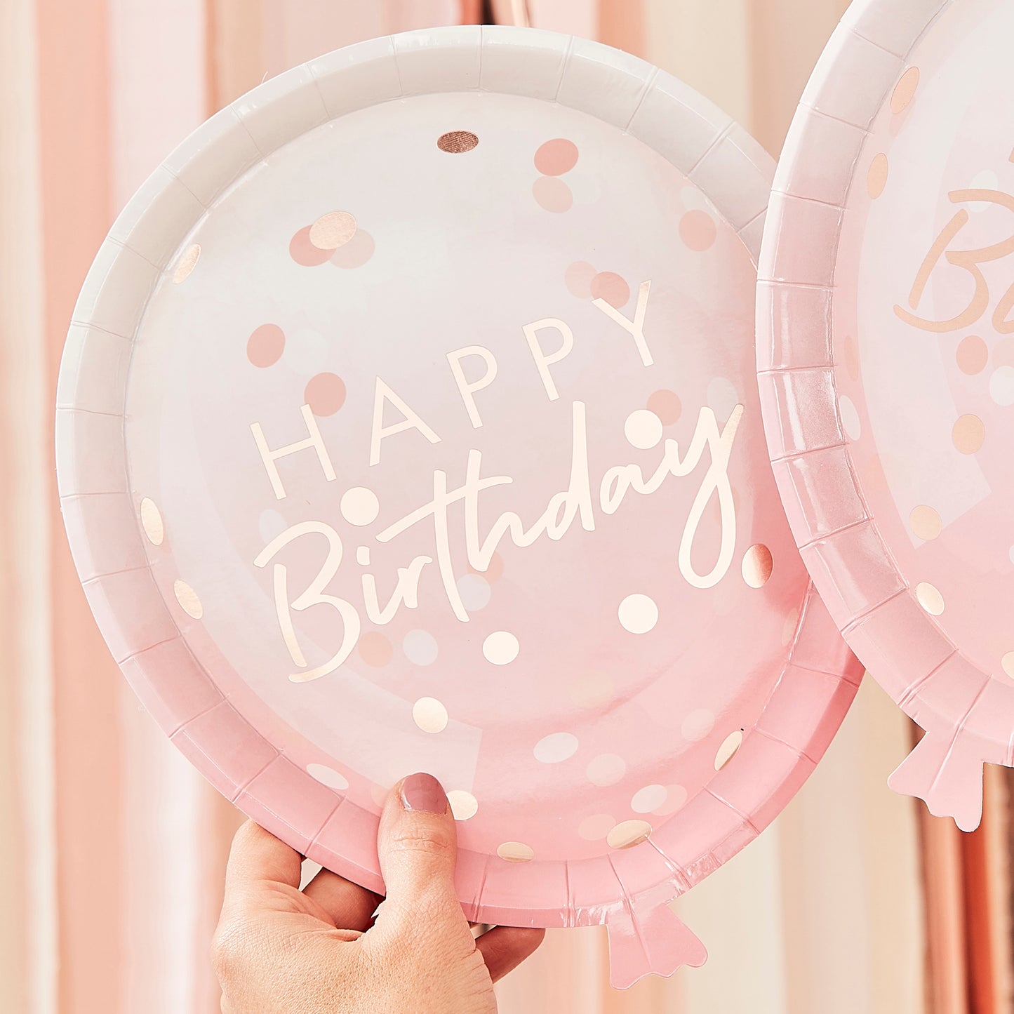 Rose Gold Balloon Shaped Party Paper Plates