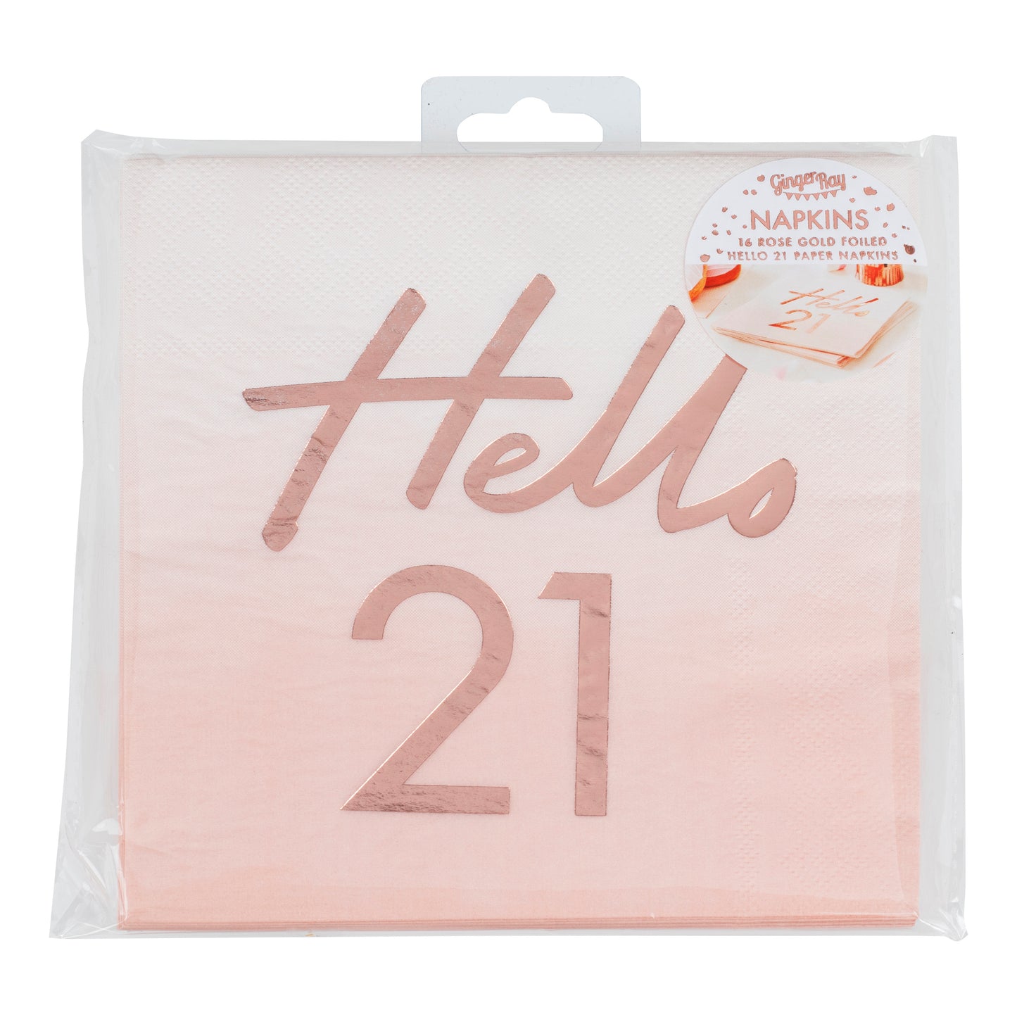Hello 21st Birthday Party Napkins Rose Gold