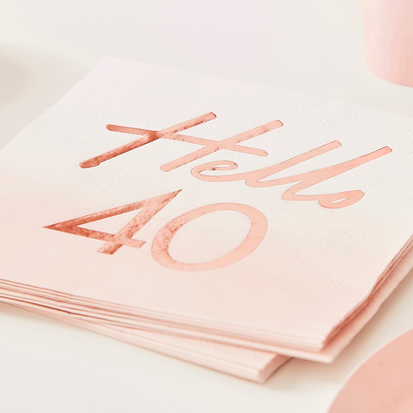 Hello 40th Birthday Party Napkins Rose Gold