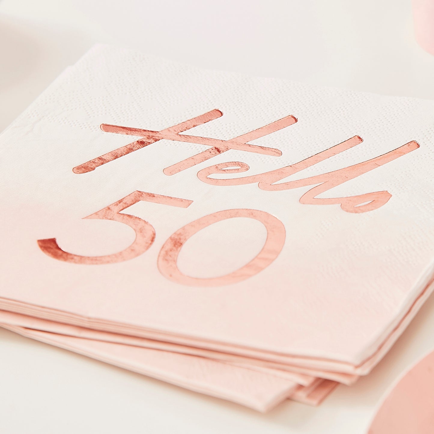 Hello 50 Birthday Party Napkins Rose Gold