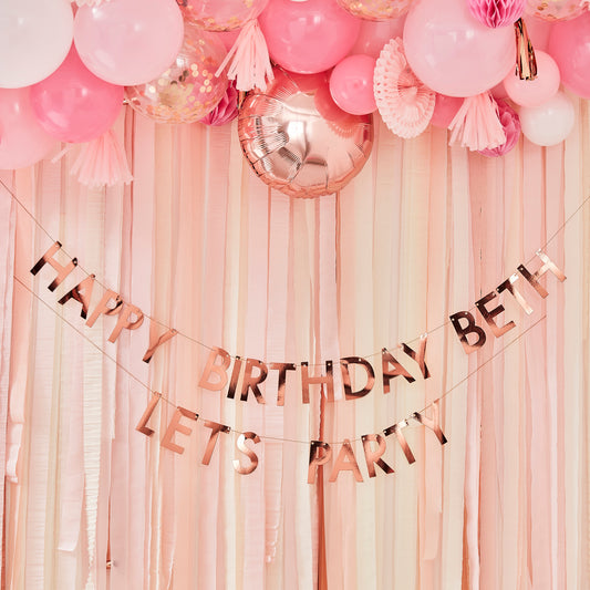 Rose Gold Personalised Birthday Banner