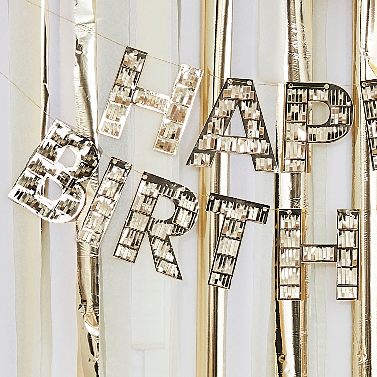 Gold Fringe Happy Birthday Banner