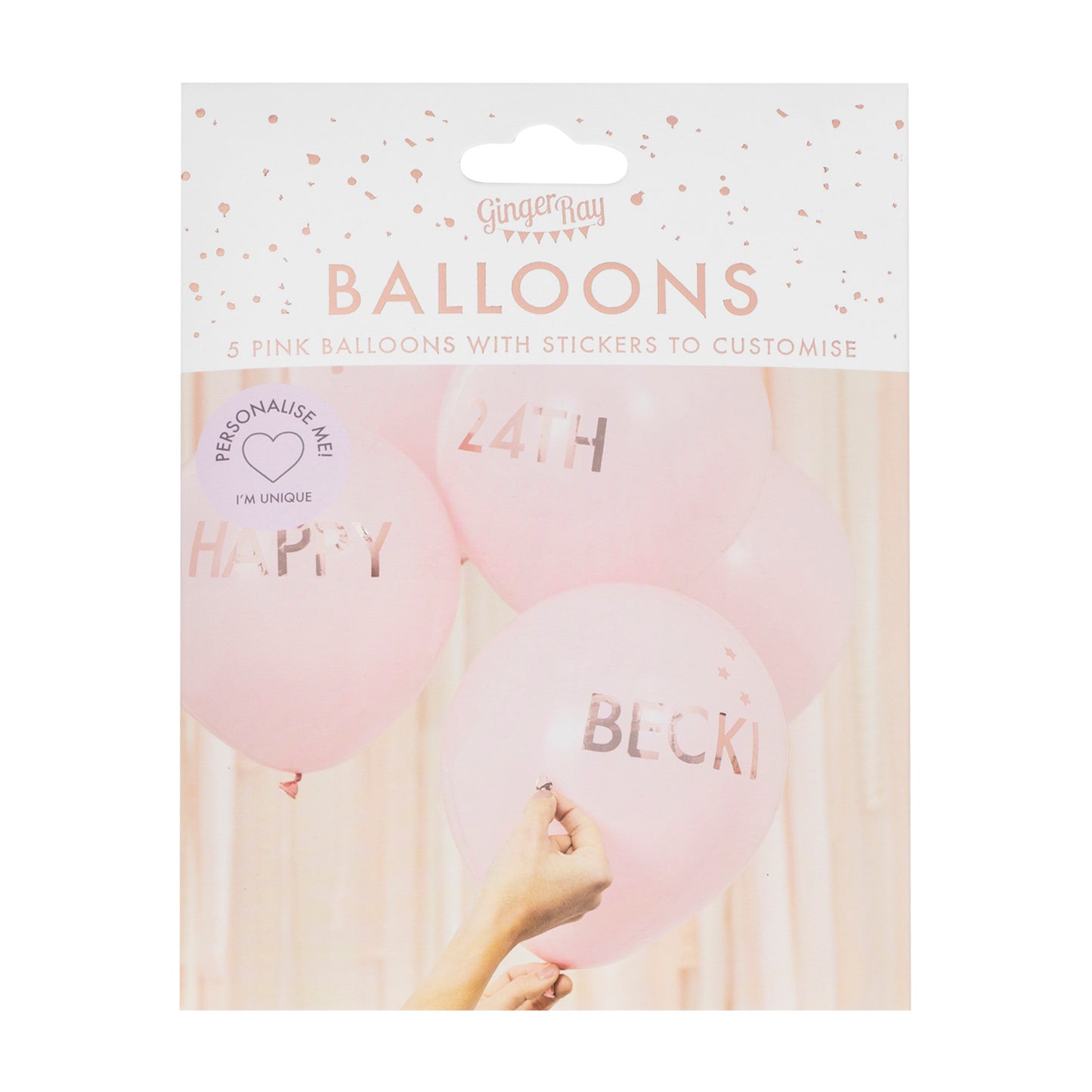 Pink and Rose Gold Personalised Balloons Kit