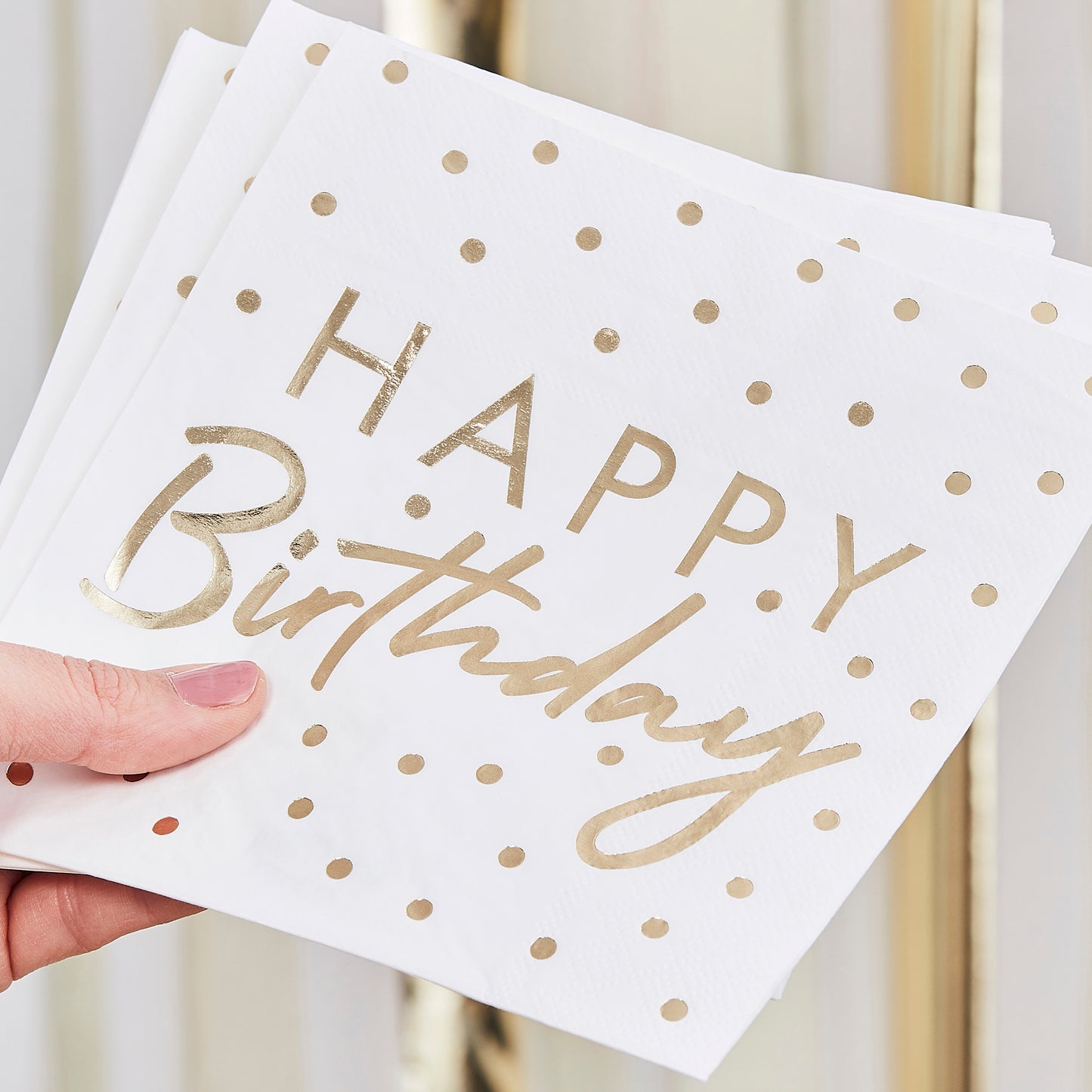 Gold Foiled Happy Birthday Paper Napkins