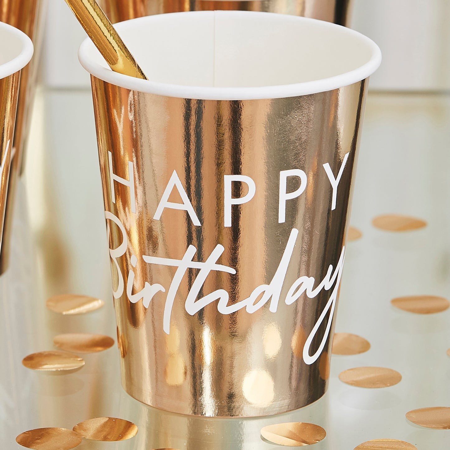 Gold Happy Birthday Party Cups