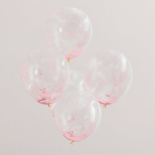 Pastel Pink Bead Confetti Filled Balloons