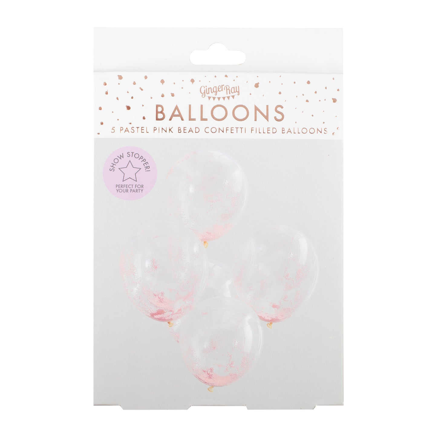 Pastel Pink Bead Confetti Filled Balloons