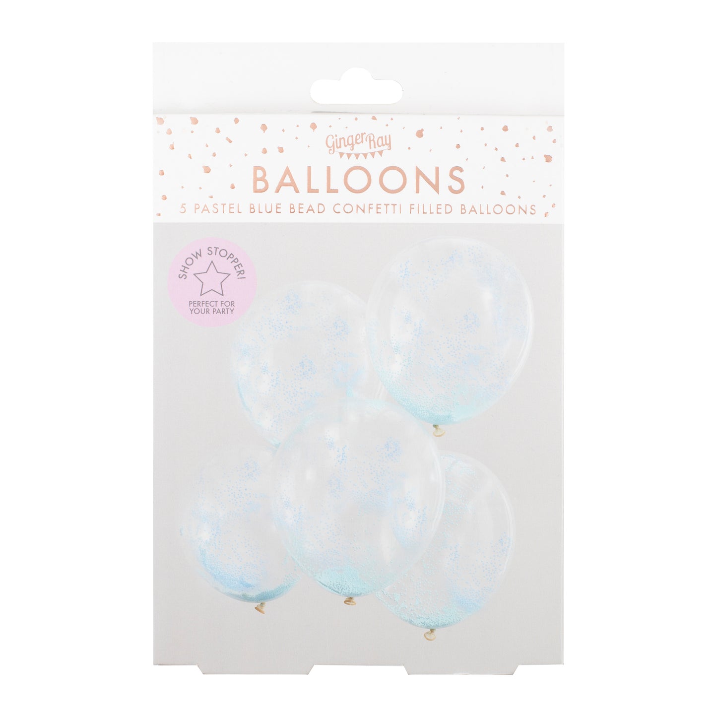 Pastel Blue Bead Confetti Filled Balloons