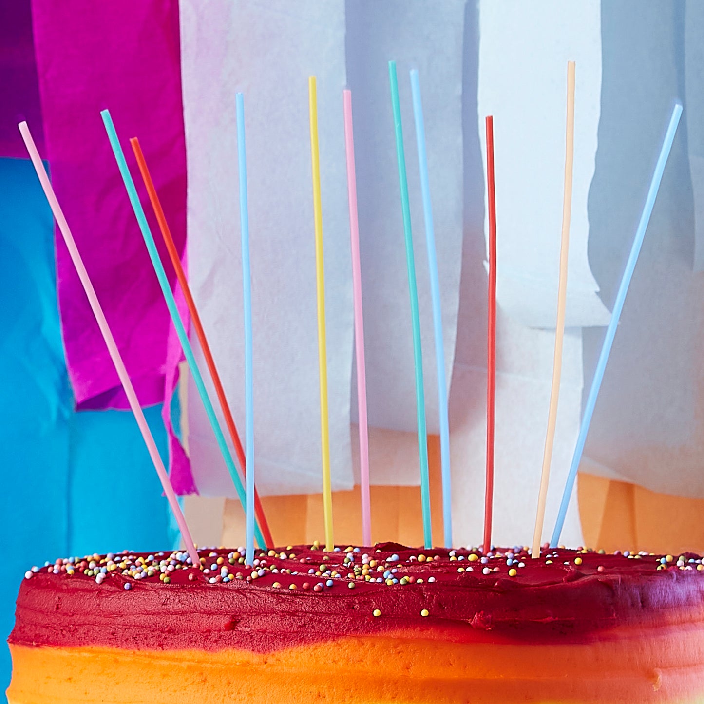 Tall Multi-Coloured Birthday Cake Candles