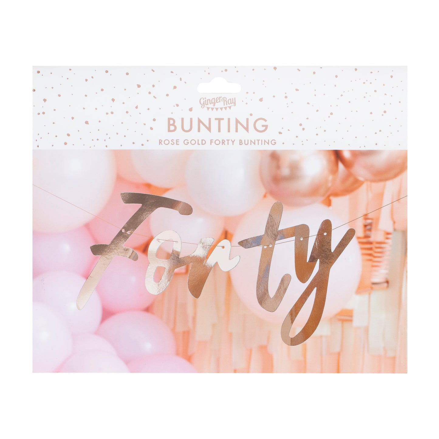 40th Rose Gold Happy Birthday Banner Bunting