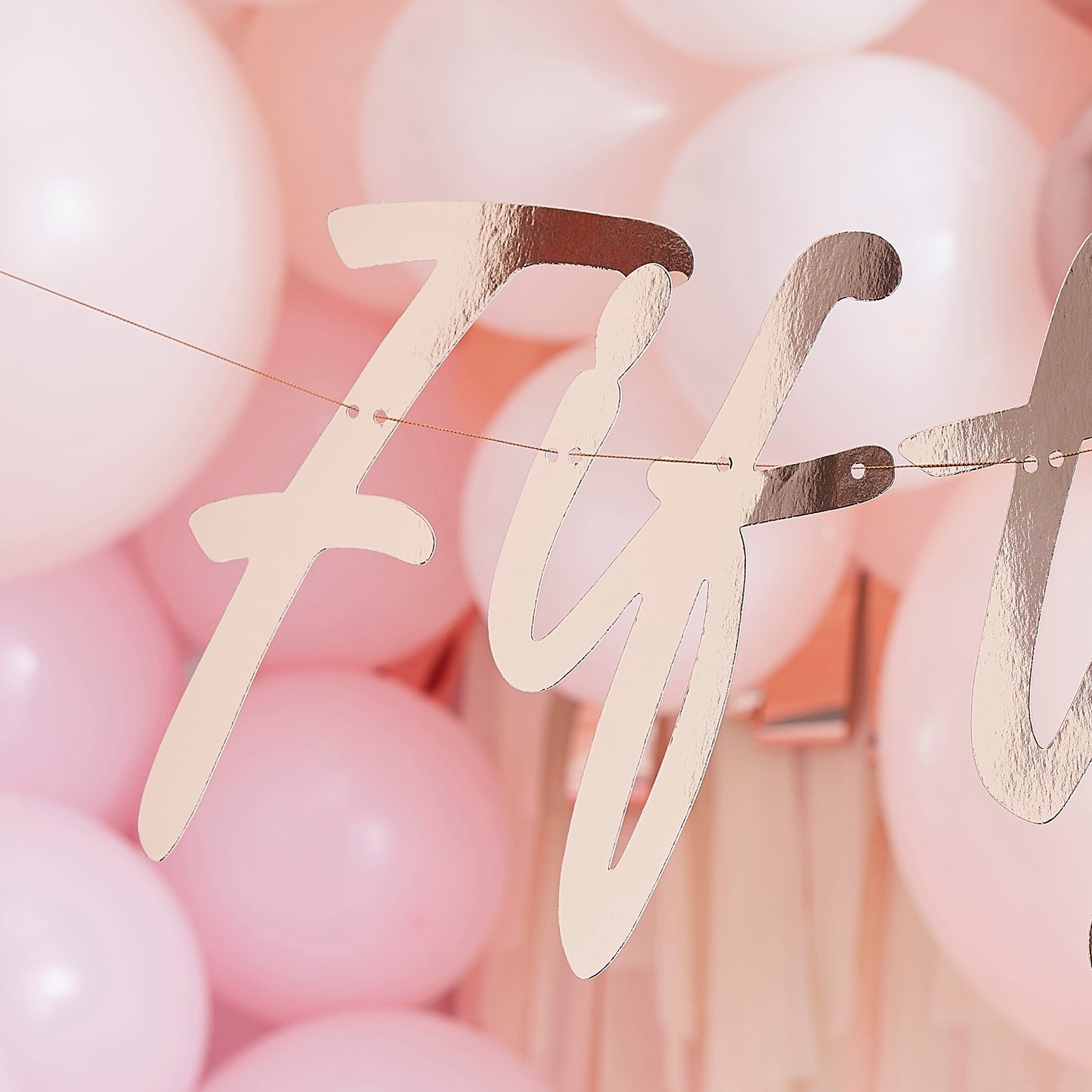 50th Rose Gold Happy Birthday Banner Bunting