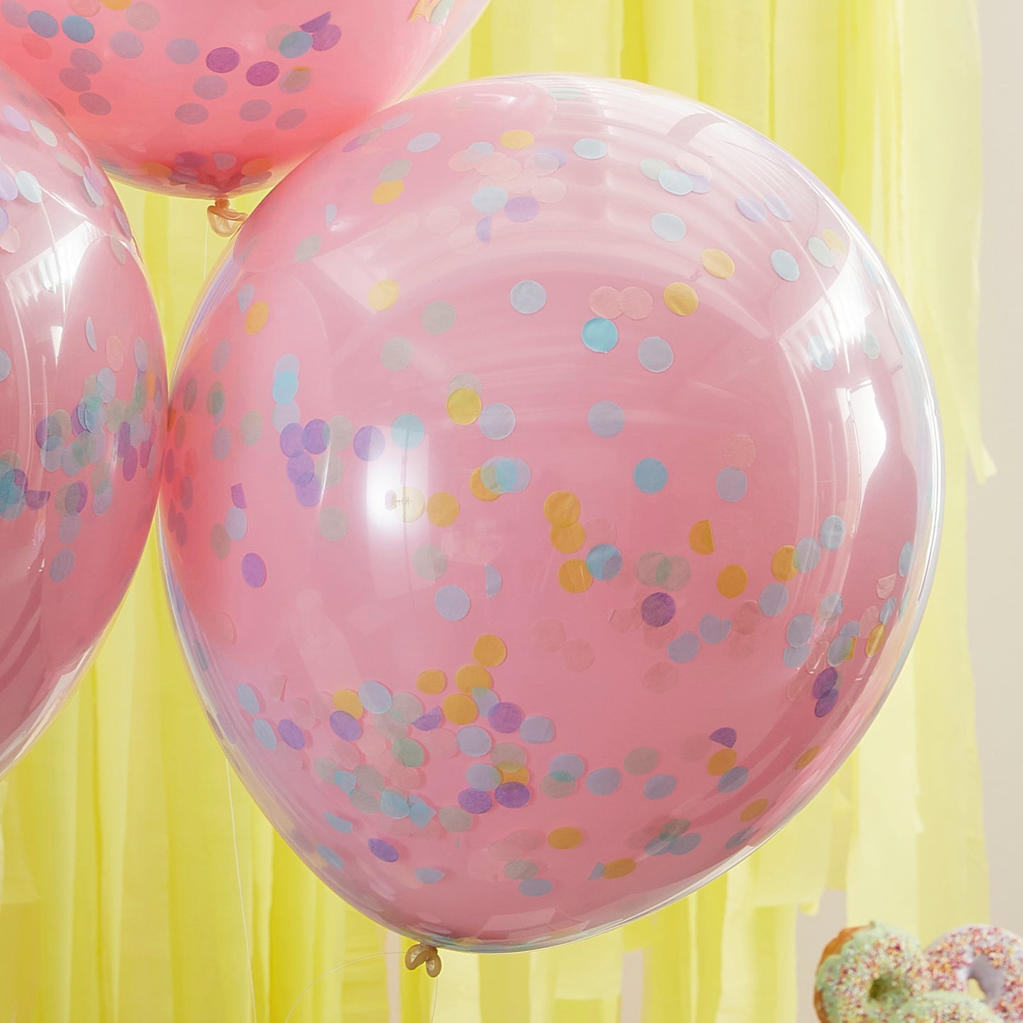 Double Layered Pink and Pastel Rainbow Confetti Balloons
