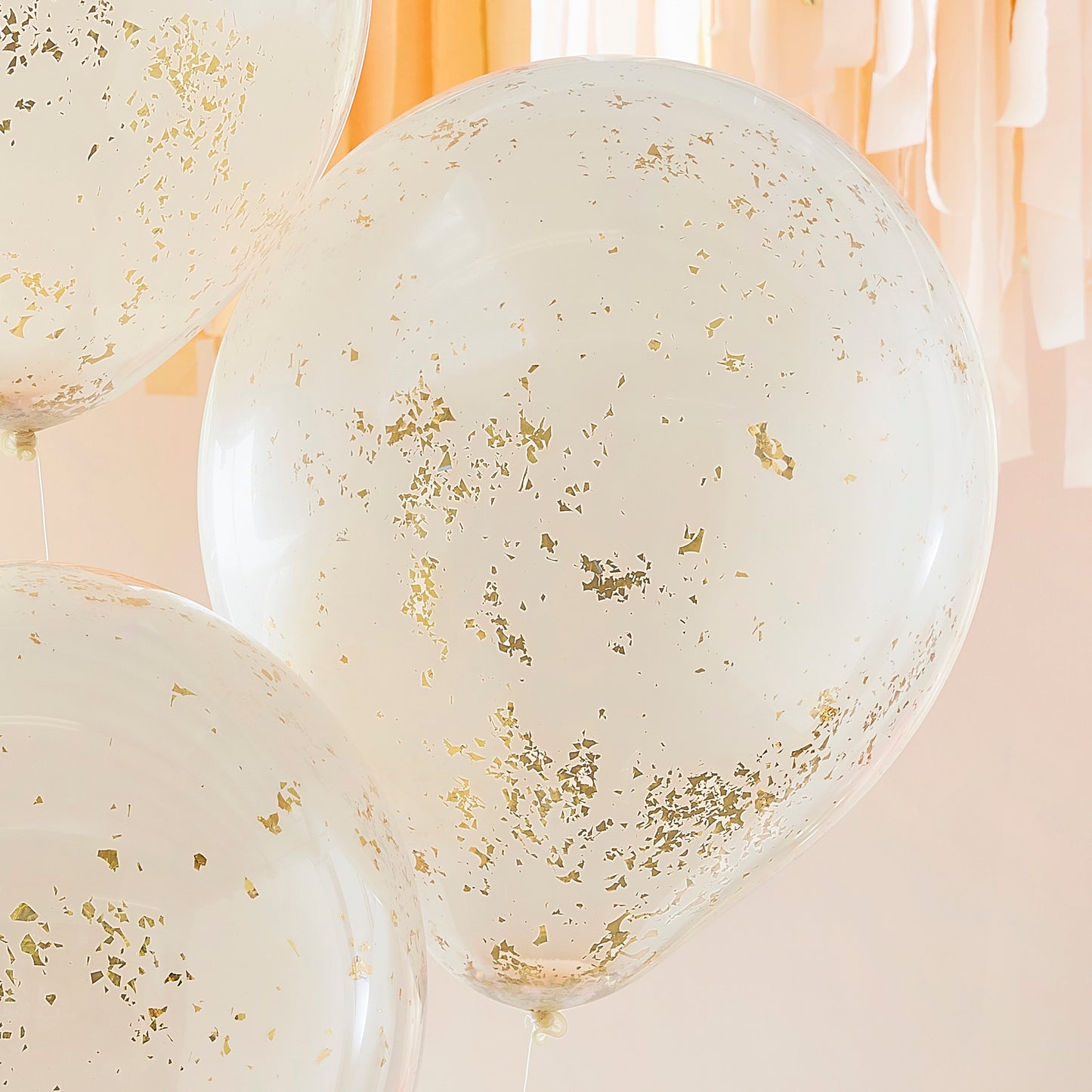Double Layered Peach and Gold Glitter Confetti Balloons