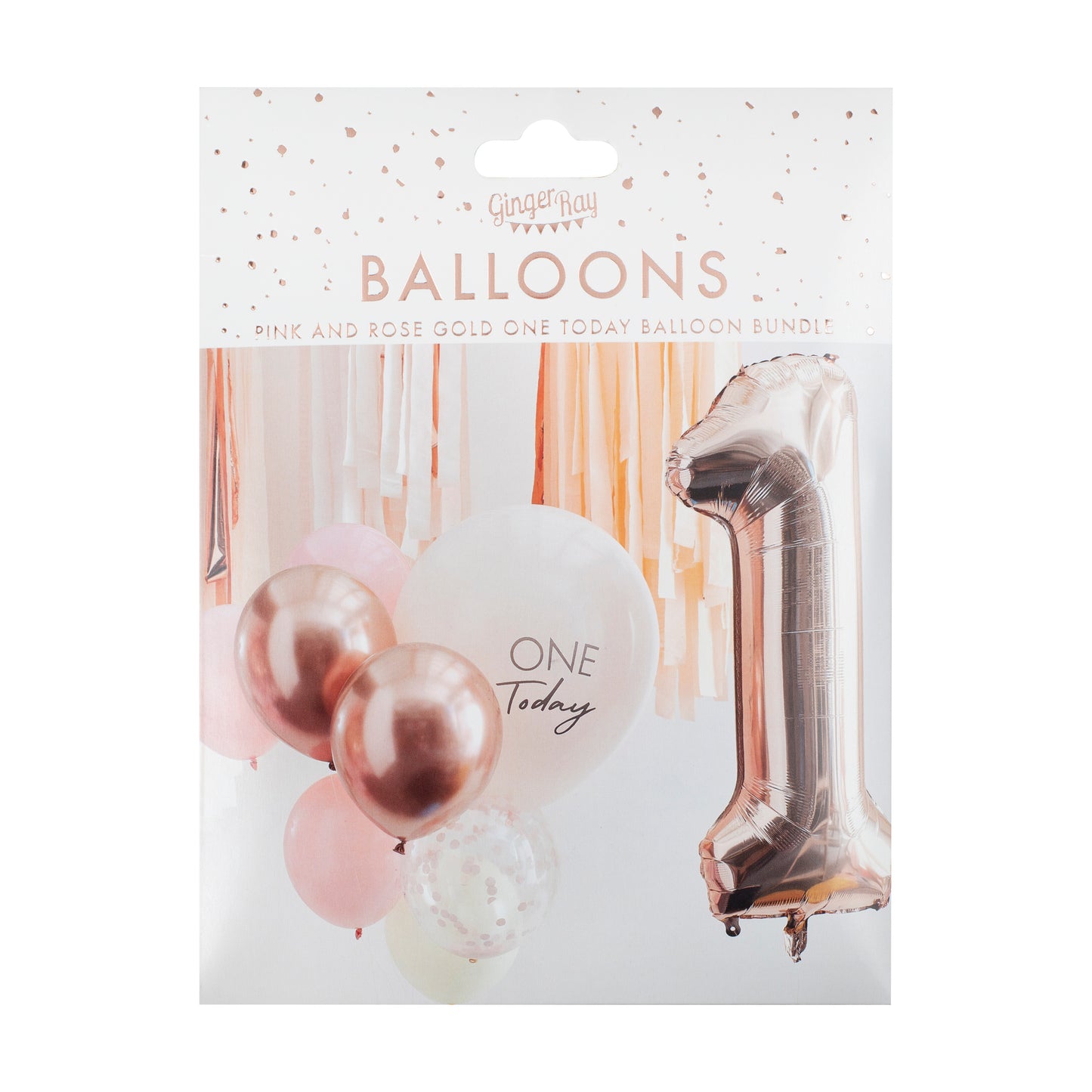 Pink and Rose Gold First Birthday Balloons